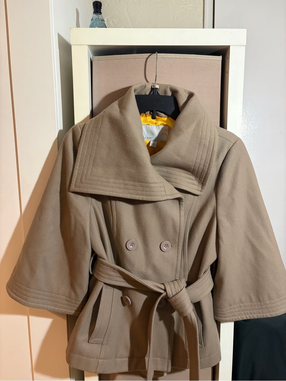 vintage Old Navy Tan/Beige Belted Peacoat - Stylish Winter Layer